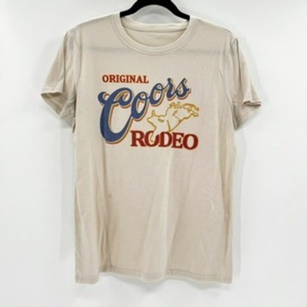 Coors Rodeo T Shirt Beige‎ Graphic Tee Short Sleeve Men's Size Large